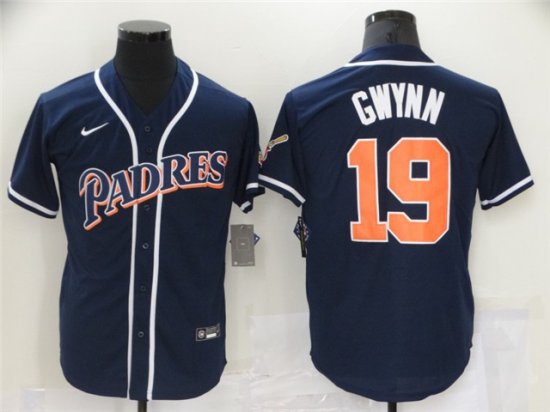 San Diego Padres #19 Tony Gwynn Vintage Navy Jersey