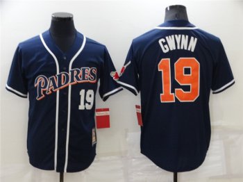 San Diego Padres #19 Tony Gwynn Throwback Navy Jersey