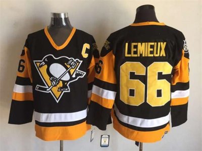 Pittsburgh Penguins #66 Mario Lemieux 1992 Vintage CCM Black/Gold Jersey