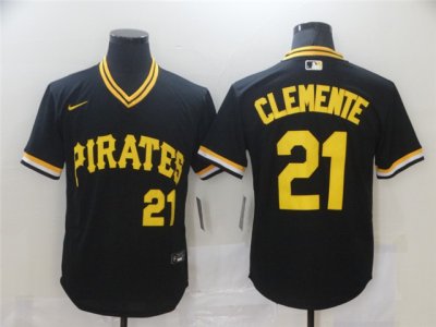 Pittsburgh Pirates #21 Roberto Clemente Black Cooperstown Collection Jersey