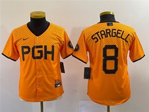 Youth Pittsburgh Pirates #8 Willie Stargell Gold 2023 City Connect Jersey