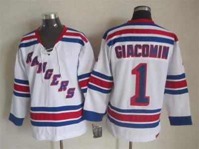 New York Rangers #1 Eddie Giacomin CCM Vintage White Jersey