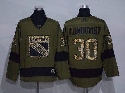 New York Rangers #30 Henrik Lundqvist Olive Adidas Jersey