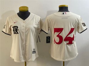 Womens Texas Rangers #34 Nolan Ryan Cream 2023 City Connect Jersey