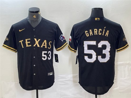 Texas Rangers #53 Adolis Garcia Black Gold Fashion Jersey