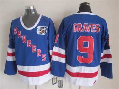 New York Rangers #9 Adam Graves CCM 75th Blue Jersey
