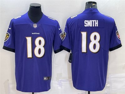 Baltimore Ravens #18 Roquan Smith Purple Vapor Limited Jersey