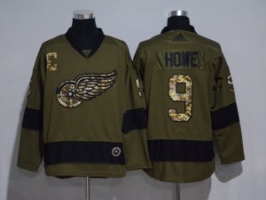 Detroit Red Wings ##9 Gordie Howe Olive Green Jersey