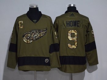 Detroit Red Wings ##9 Gordie Howe Olive Green Jersey