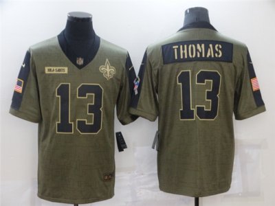 New Orleans Saints #13 Michael Thomas 2021 Olive Salute To Service Limited Jersey