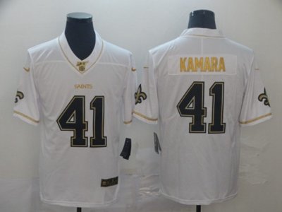 New Orleans Saints #41 Alvin Kamara White Golden 100th Vapor Limited Jersey