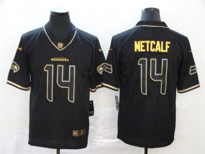 Seattle Seahawks #14 DK Metcalf Black Gold Vapor Limited Jersey