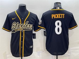 Pittsburgh Steelers #8 Kenny Pickett Black Baseball Cool Base Jersey