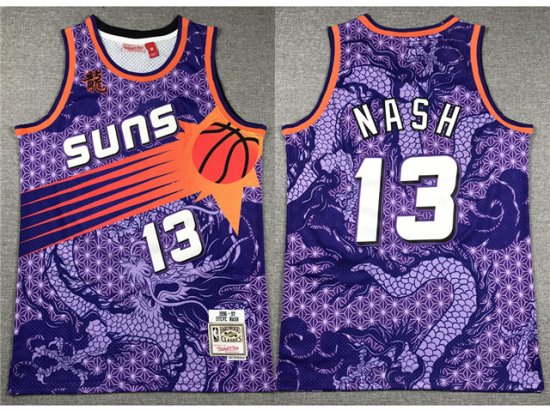 Phoenix Suns #13 Steve Nash Year Of the Dragon Purple Hardwood Classics Jersey