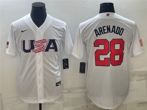 USA #28 Nolan Arenado White 2023 World Baseball Classic Jersey