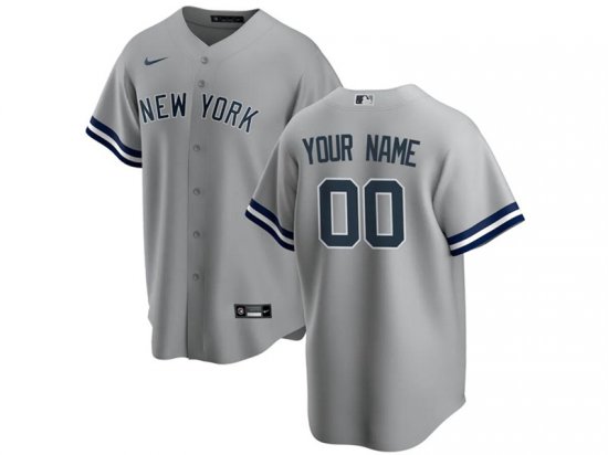 New York Yankees Custom #00 Road Gray Cool Base Jersey