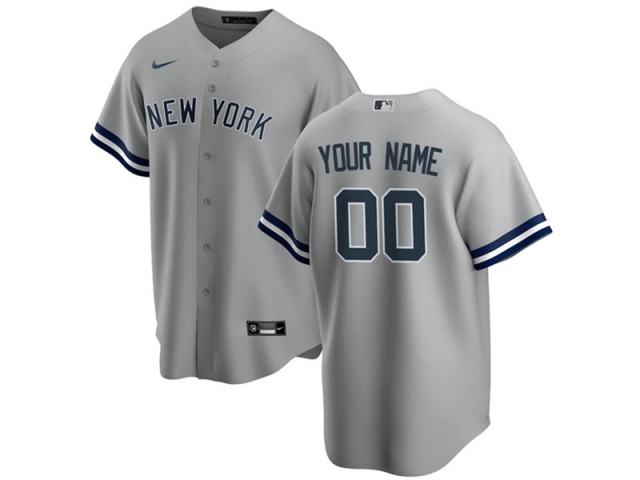 New York Yankees Custom #00 Road Gray Cool Base Jersey - Click Image to Close