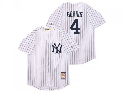 New York Yankees #4 Lou Gehrig White Cooperstown Collection Cool Base Jersey