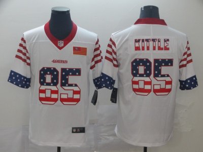 San Francisco 49ers #85 George Kittle White USA Flag Fashion Limited Jersey