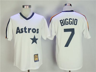 Houston Astros #7 Craig Biggio White Throwbacks Cooperstown Collection Jersey