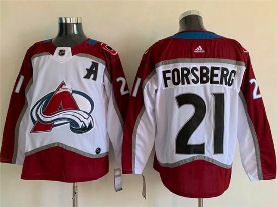 Colorado Avalanche #21 Peter Forsberg White Jersey