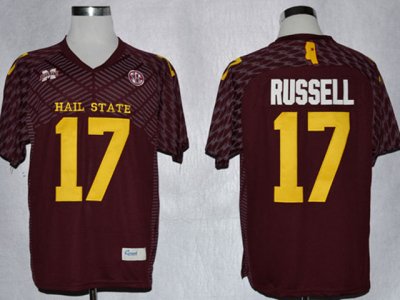 NCAA Mississippi State Bulldogs #17 Tyler Russell Red College Football Jersey