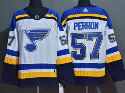 St. Louis Blues #57 David Perron White Jersey