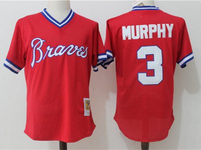 Atlanta Braves #3 Dale Murphy 1980 Red Cooperstown Mesh Batting Practice Jersey