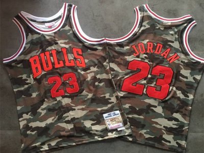 Chicago Bulls #23 Michael Jordan 1997-98 Camo Hardwood Classics Jersey