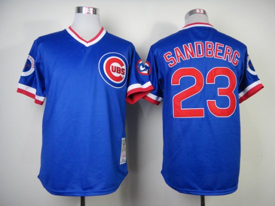 Chicago Cubs #23 Ryne Sandberg 1984 Throwback Blue Jersey