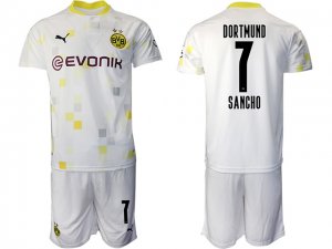 20/21 Borussia Dortmund #7 Jadon Sancho 3rd White Short Sleeve Soccer Jersey