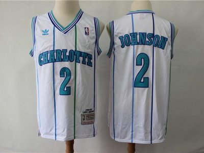 Charlotte Hornets #2 Larry Johnson 1992-93 White Hardwood Classic Jersey