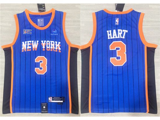 New York Knicks #3 Josh Hart 2023-24 Blue City Edition Swingman Jersey