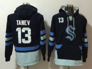 Seattle Kraken #13 Brandon Tanev Dark Blue One Front Pocket Pullover Hoodie Jersey