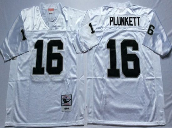 Oakland Raiders #16 Jim Plunkett 1980 Throwback White Jersey