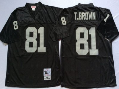 Oakland Raiders #81 Tim Brown Throwback Black Jersey