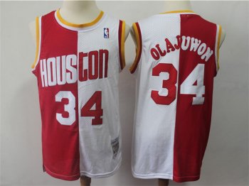 Houston Rockets #34 Hakeem Olajuwon 1993-94 Red White Split Hardwood Classic Jersey