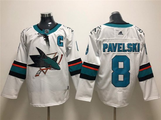 San Jose Sharks #8 Joe Pavelski White Jersey