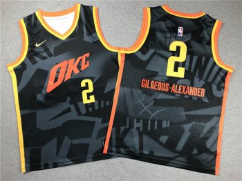 Youth Oklahoma City Thunder #2 Shai Gilgeous-Alexander 2022-23 Black City Edition Swingman Jersey