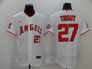 Los Angeles Angels #27 Mike Trout White Flex Base Jersey