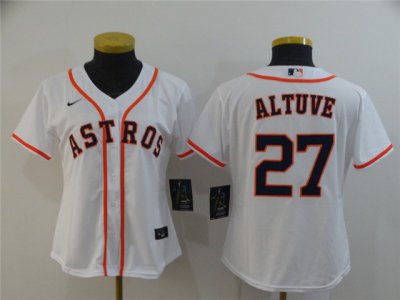Women's Houston Astros #27 Jose Altuve White Cool Base Jersey