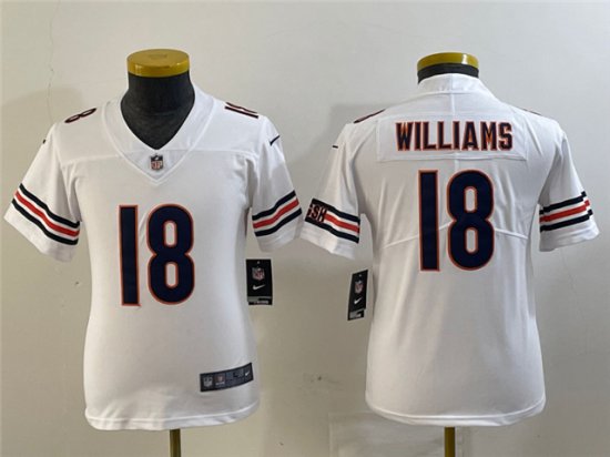 Youth Chicago Bears #18 Caleb Williams White Vapor Limited Jersey