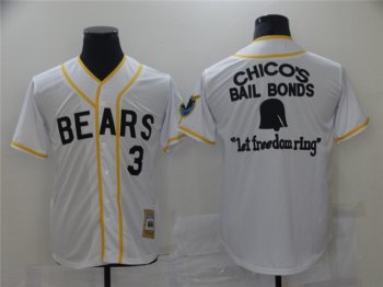 The Bad News Bears #3 Kelly Leak White Chico's Bail Bonds Movie Baseball Jersey