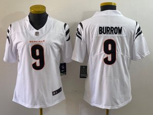 Women's Cincinnati Bengals #9 Joe Burrow White Vapor Limited Jersey