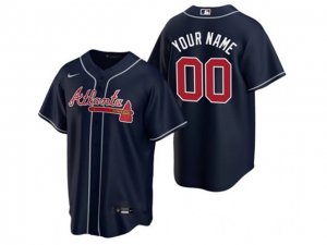 Atlanta Braves Custom #00 Navy Blue Cool Base Jersey