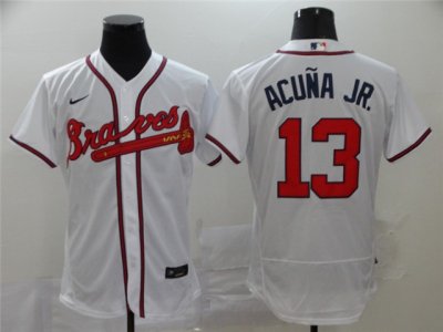 Atlanta Braves #13 Ronald Acuna Jr. White Flex Base Jersey