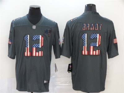 Tampa Bay Buccaneers #12 Tom Brady Anthracite USA Flag Fashion Limited Jersey