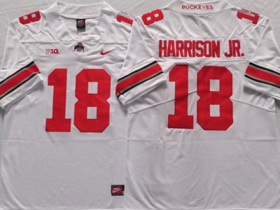 NCAA Ohio State Buckeyes #18 Marvin Harrison Jr. White College Football Jersey