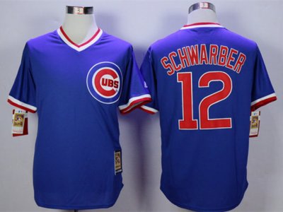 Chicago Cubs #12 Kyle Schwarber Blue Cooperstown Collection Cool Base Jersey