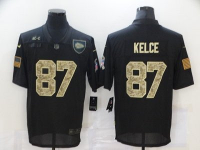 Kansas City Chiefs #87 Travis Kelce 2020 Black Camo Salute To Service Limited Jersey